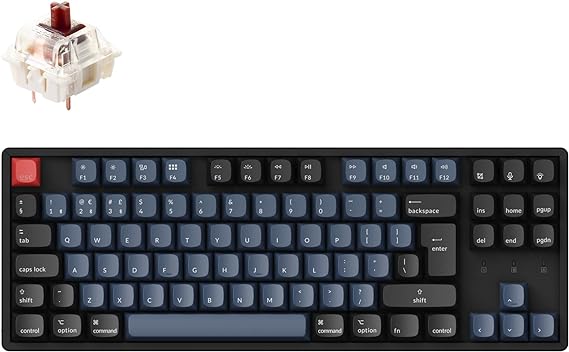 Keychron K8 Pro QMK/VIA Custom Wireless Mechanical Keyboard, Hot-Swappable Aluminum Frame TKL ISO-UK-Layout Programmable Keyboard RGB Backlit, Gateron G Pro Brown Switch for Mac Windows Linux