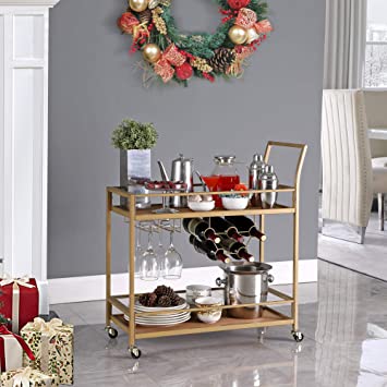 FirsTime & Co. 70095 Francesca Bar Cart, 32"H x 15"W x 12.25"D, Gold