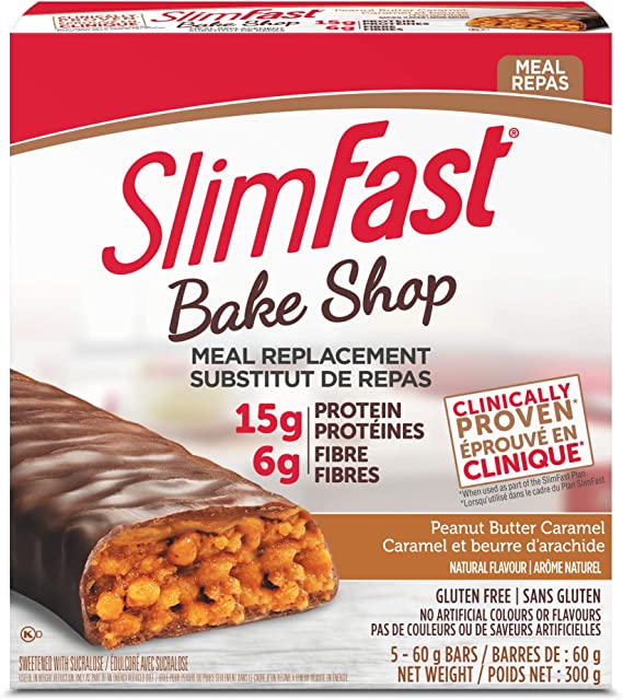 SlimFast Bake Shop Meal Replacement Bars, Peanut Butter Caramel, 300g