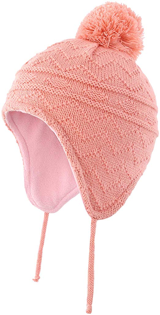 Connectyle Toddler Boys Girls Fleece Lined Knit Kids Hat with Earflap Winter Hat