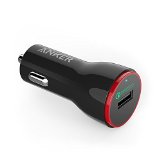 Qualcomm Certified Anker PowerDrive 1 Quick Charge 20 24W USB Car Charger for Samsung Galaxy S6  S6 Edge  Edge Note 5 Note 4  Edge Nexus 6 HTC M9 Xperia Z3  Z2 Moto X and More Black