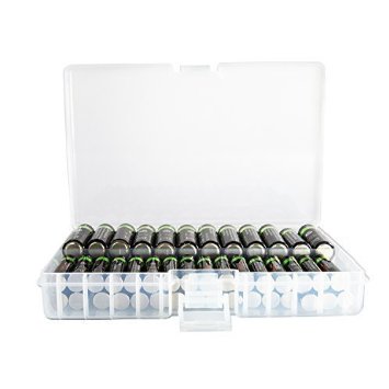 Foto&Tech Clear AA/AAA Plastic Battery Storage Case/Organizer/Holder (Holds 46 AA batteries or 64 AAA batteries)