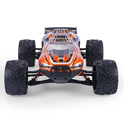 GPTOYS Hobby Grade RC Car LUCTAN S912, All Terrain 33 MPH 1/12 Scale Off Road Full Proportional Radio Controlled Electric Semi-Waterproof Monster 2WD Monster Truggy - Best Gift for Kids (Orange)