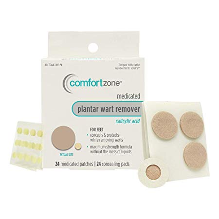 Comfort Zone Plantar Wart Medicated Patches and Concealing Pads Remover Kit, 24 Count