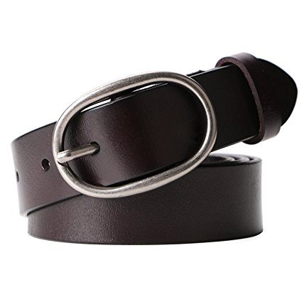 Women's Cowhide Leather Belt Ladies Vintage Casual Belts for Jeans Shorts Pants Summer Dress for Women