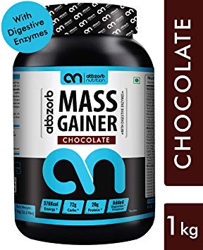Abbzorb Nutrition Mass Gainer with Digestive Enzymes, 1 Kg, Chocolate Flavour