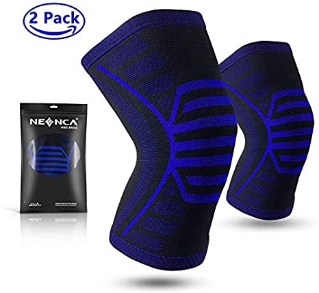 NEENCA Knee Brace,Compression Knee Sleeve Support for Men & Women,Running,Arthritis,ACL,Joint Pain Relief,Meniscus Tear,Knee Pain Recovery,Sports - Pair Wrap