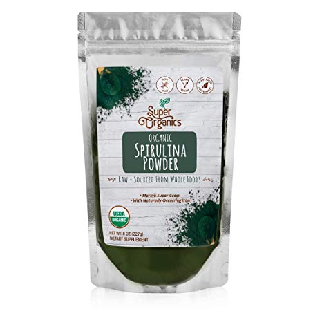 Super Organics Spirulina Powder | Naturally-Occurring Minerals – Organic, Vegan & Non-GMO, 8 Oz