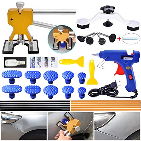 ARISD Auto Paintless Dent Repair Kits - Golden Car Dent Puller with Bridge Dent Puller Kit for Car Hail Damage and Door Dings Repair