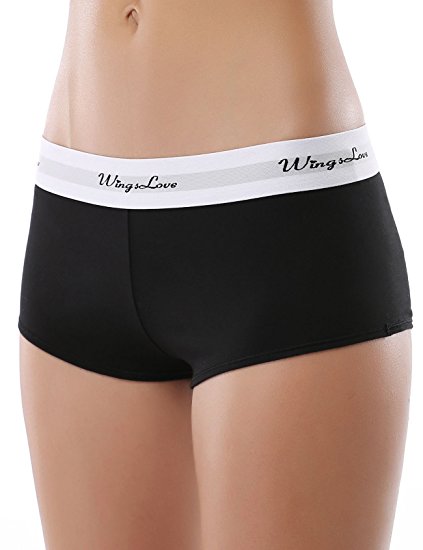 WingsLove Women’s 3 Pack Modern Cotton Sports Soft Boyshort Panties Underwear