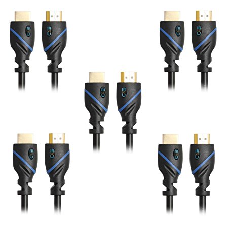 C&E 15 Feet, High Speed HDMI Cable Supports Ethernet, 3D and Audio Return, UltraHD 4K Ready, Latest Specification Cable, 5 Pack, CNE58956