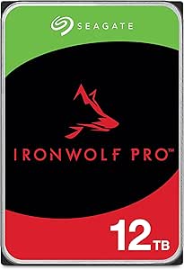 Seagate IronWolf, Pro 12 TB, Enterprise Internal NAS HDD – CMR 3.5 Inch, SATA 6 Gb/s, 7,200 RPM, 256 MB Cache for RAID NAS, Rescue Services - Frustration Free Packaging (ST12000NTZ01)