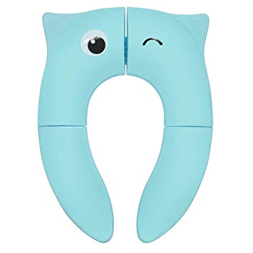 Potty Seat Covers Luchild Baby Foldable Potty Trainer Seat Cover Toddler Toilet Training Seat with Non Slip Silicone Pads (Blue)