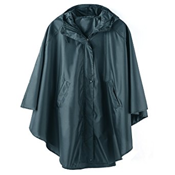 Women's Waterproof Packable Rain Jacket Batwing-sleeved Poncho Raincoat
