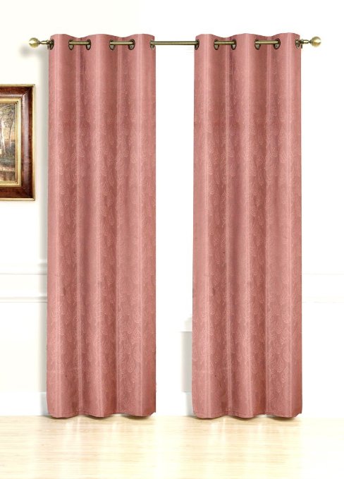 Gorgeous Home (#74) 1 PANEL PRINTED ROSEBERRY LEAVES 84" LENGTH THERMAL FOAM LINED BLACKOUT HEAVY THICK WINDOW CURTAIN DRAPES SILVER GROMMETS