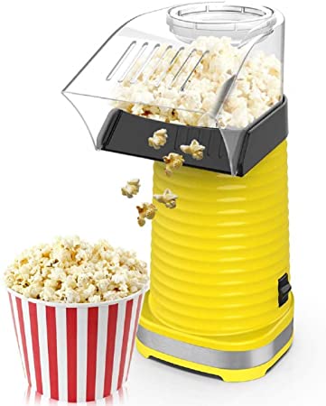 Air Popper Popcorn Maker, Electric Hot Air Popcorn Popper Maker for Home, Healthy Hot Air swirling Popcorn Popper No Oil， DIY Your Own Taste，with Measuring Cup and Removable Top Cover—Yellow