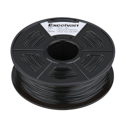 Excelvan Professional Filament 3D Printing Materials Spool of 3D Filament ABS 1Kg/2.2lbs With Tolerances:  /-0.02mm NO Air Bubbles for RepRap MarkerBot MakerGear Ultimaker etc (1.75mm, Black)