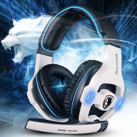 Sades SA-903 7.1 Surround Sound Effect USB High-fidelity Stereo Gaming Headsets Headphone with Mic - White