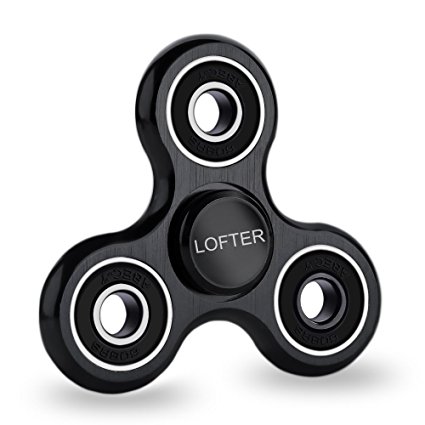 Spinner Fidget, LOFTER High Speed Metal Tri-Spinner Hand Toy for Adults & Kids Helps Anti-Anxiety Focusing Quitting Bad Habits Spins about 2-4 Mins (Black)