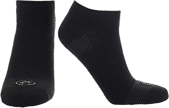 Doctor's Choice Women's Diabetic & Neuropathy Socks, No Show, Non-Binding with Aloe, Antimicrobial, Ventilation, and Seamless Toe, 2-Pairs, Black, Womens Medium: Shoe Size 6-10