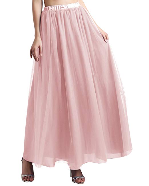 Bridesmay Women's Long Tulle Skirt Maxi Prom Evening Gown Bridesmaid Formal Skirt