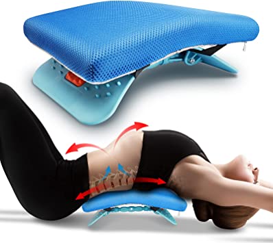 iShanCare® Back Stretcher, Spine Stretching Device, Infinitely Level Adjustment Lumbar Spinal Supporter, Back Muscle Pain Relief, Lower and Upper Back Massager Support