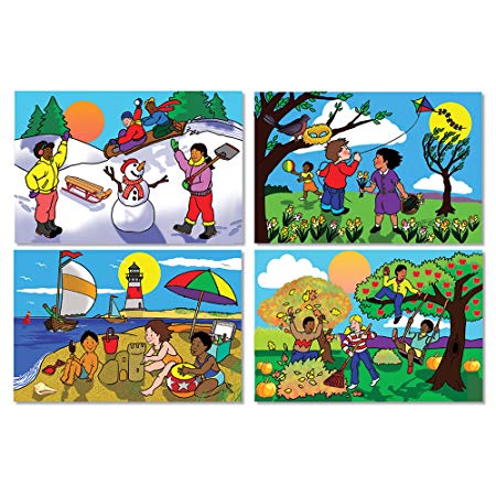 Melissa & Doug Seasons Floor Puzzle (Easy-Clean Surface, 48 Pieces, Each Puzzle Is 12” L x 18” W When Assembled, Great Gift for Girls and Boys - Best for 3, 4, 5, and 6 Year Olds)