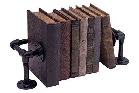 PIPE DÉCOR 38BKCRL-BK Rustic and chic Industrial Book/DVD Stand Complete Set Electroplated Black Finish
