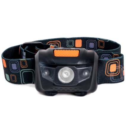 LED Headlamp - Great for Camping Hiking Dog Walking and Kids One of the Lightest 26 oz Headlight Water and Shock Resistant Flashlight with Red Strobe 3 AAA Duracell Batteries Included
