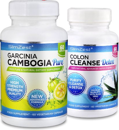 Garcinia Cambogia and Colon Cleanse DetoxTM Combo - UK Manufactured High Quality Dietary Supplement - UKs Best Selling Garcinia Cambogia - Up to Two Month Supply Garcinia Dietary Supplement Course - Great Value Order Today 60x Garcinia Cambogia  60x Colon Cleanse Detox