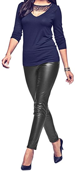 SlickBlue SEXY Womens Girls Faux Leather High Waisted Leggings