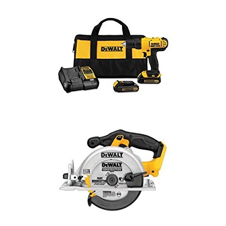 Dewalt DCD771C2 20V MAX Cordless Lithium-Ion 1/2 inch Compact Drill Driver Kit with DCS391B 20-Volt MAX Li-Ion Circular Saw