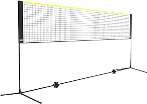 VEVOR Badminton Net, Height Adjustable Volleyball Net, 14ft Wide Foldable Pickleball Net, Portable Easy Setup Tennis Net Set with Poles, Stand and Carry Bag, for Kids Backyard Game Indoor Outdoor Use