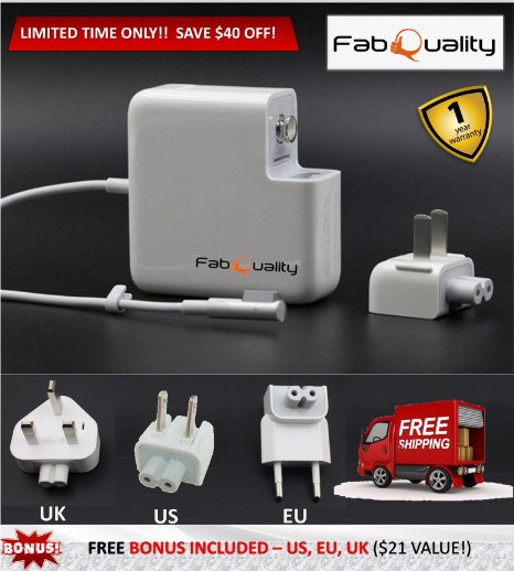 macbook pro charger 85w Magsafe Power Adapter for Macbook Air Pro L Tip COMPATIBLE FASTER than 45w and 60w FREE GIFT US UK and EU Plugs Mac Charger Adapter Compatible with All Macbooks on or Before 2012