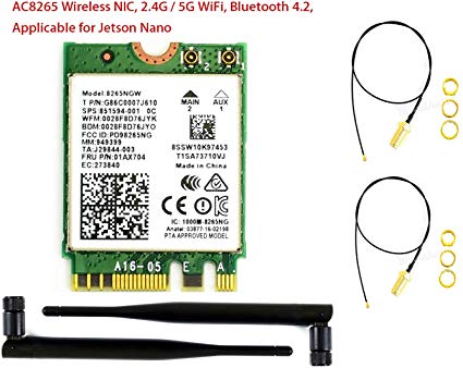 Wireless-AC8265 Dual Mode Intel 8265AC Chip Wireless NIC Module for Jetson Nano Developer Kit Support 2.4GHz/5GHz 300Mbps/867Mbps Dual Band WiFi and Bluetooth 4.2