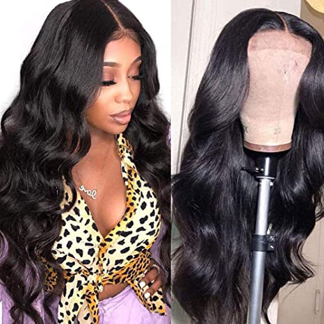 ISEE Hair Lace Front Wigs Human Hair 9A Body Wave 4X4 Lace Closure Human Hair Wigs For Black Women 150% Density Pre Plucked 4X4 Closure Lace Front Wigs with Baby Hairs Natural Color (16inch)