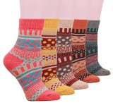 Buttons and Pleats Womens Knit Warm Wool Socks 5 Pairs
