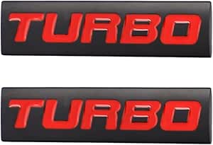 2 Pcs Turbo Emblem 3D Metal Badge Car Hood Truck Door Side Fender Rear Trunk Emblem Sticker Decals for Universal Decoration Accessories (Black Red), CRTB2