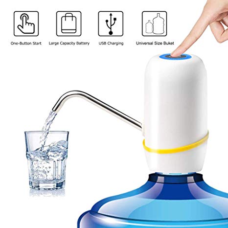 Water Bottle Pump, JZxin USB Charging Automatic Drinking Water Pump Portable Water Dispenser One-button pumping water Fits Universal 5 Gallon Bottle Suitable for Home, Office and Outdoor Camping