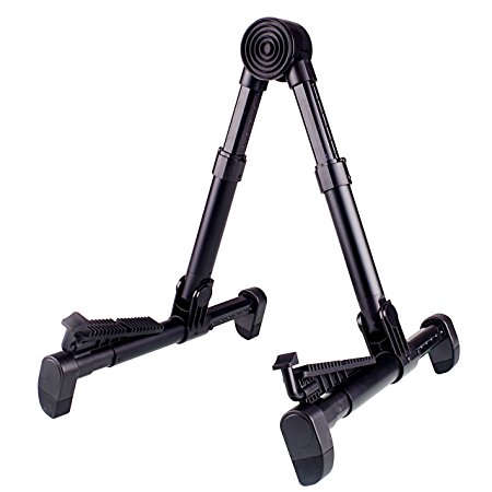Mugig Stand Upgraded A-Frame Folding Instruments Holder for Acoustic/Electric/Classical Guitar,Bass,Banjo (Black)