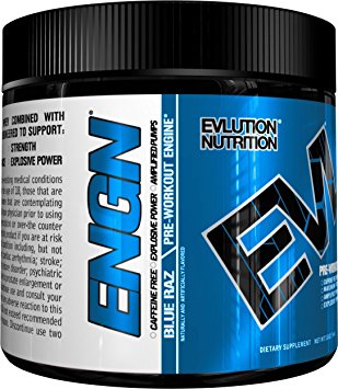 Evlution Nutrition EVL ENGN Pre-workout Powder, Pikatropin-Free, Caffeine Free Blue Raz, 20 Servings