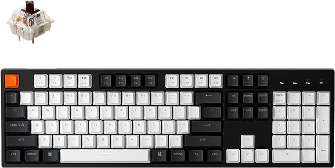 Keychron C2 104 Keys Full Size Wired Mechanical Keyboard for Mac Windows, White LED Backlit Double-Shot ABS Keycaps Gateron Brown Switch USB-C Gaming Keyboard for Gamer/Typists/Office/Home