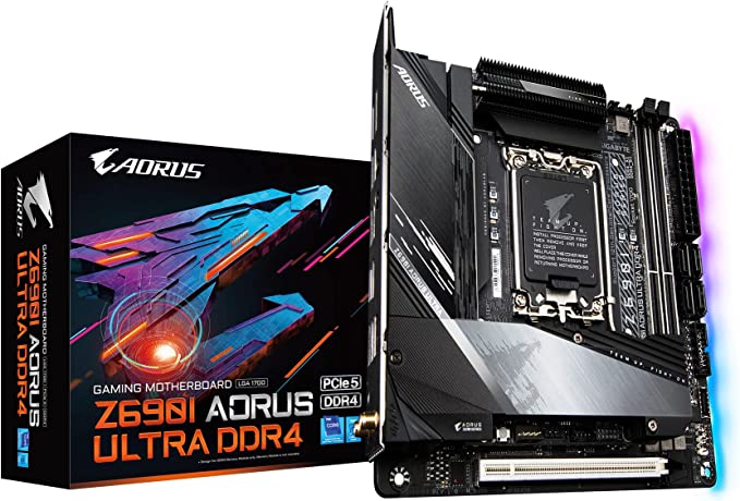 GIGABYTE Z690I AORUS Ultra DDR4 (LGA 1700/ Intel Z690/ Mini-ITX/ DDR4/ Dual M.2/ PCIe 5.0/ USB 3.2 Gen2X2 Type-C/WiFi 6/ Intel 2.5 GbE LAN/Gaming Motherboard)