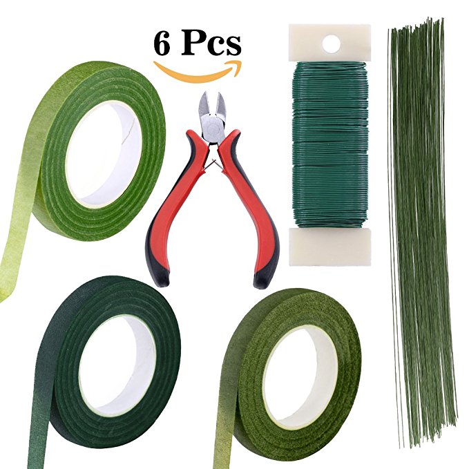 Supla Floral Arrangement Kit Floral Tools Wire Cutter Stem Wire Floral Wire 26 Gauge and 22 Gauge Wire Green Floral Tapes for Bouquet Stem Wrap Florist