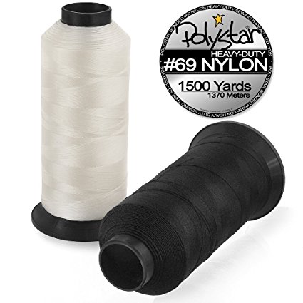 Polystar Heavy-Duty #69 Bonded Nylon Sewing Thread - 1500 Yard Spool - Black