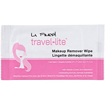 LA FRESH Travel Lite makeup remover towelettes Makeup Remover Wipes (50) with BONUS VELVET LIQUID EYELINER PEN INCLUDED.