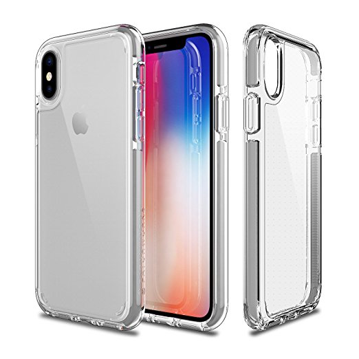 iPhone X Case, Patchworks Pure Shield EX Series in Grey Dual Layer Triple Material Impact Dispersion Polycarbonate Japanese TPU Impact Resistant Elastomer Air Pocket Vent Military Drop Tested Case