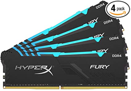 HyperX Fury 64GB 2666MHz DDR4 CL16 DIMM (Kit of 4)  RGB XMP Desktop Memory HX426C16FB3AK4/64