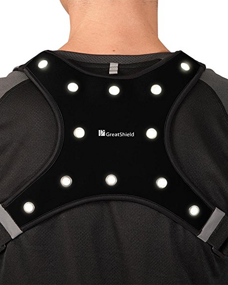 GreatShield Sport LED Running Vest - GLO [Waterproof | 3 Way LED Lighting] Outdoor Safety Vest for Biking, Hiking, Jogging with Pockets for iPhone 7/7 Plus, Galaxy S7/S6/Edge/Plus, Note 7/5, LG G5, HTC 10