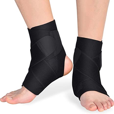 DOACT Ankle Brace Support with PE Board Strength Stabilize for Men and Women, Adjustable Neoprene Thin Compression Brace for Ankle Sprain, Arthritis, Strain, Fatigue 2 Pack